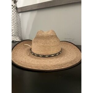 Resistol Jason Aldean Western Cowboy Hat‎ Tan Palm Straw Hat 4" Brim